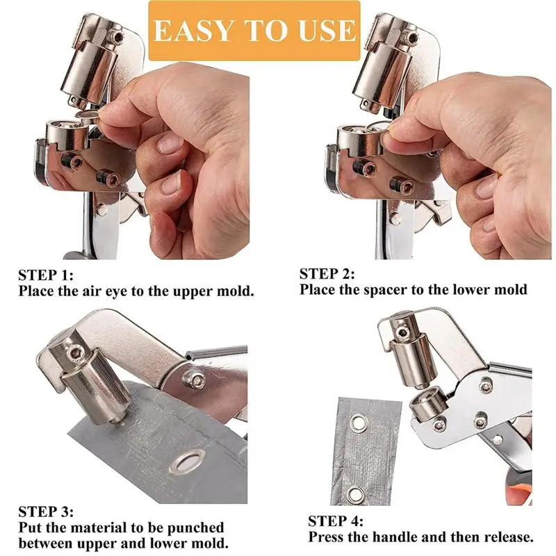 【Clearance Sale】Grommet Tool Kit Eyelet Kit - Grommet Punch Set Including 500Pcs 3/8 Inch Grommets for Fabrics,Canvas,Tarpaulin,