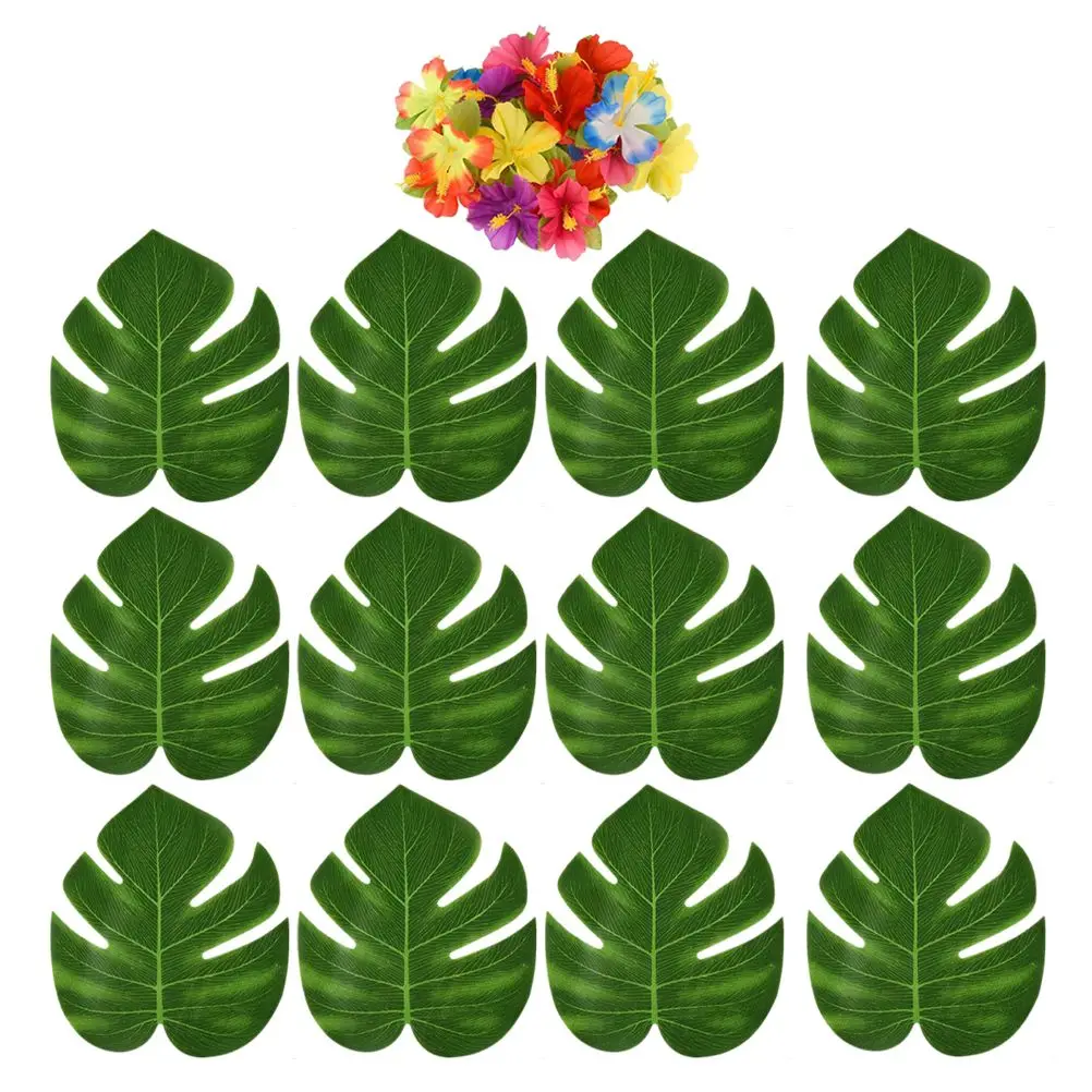 

Faux Simulated Turtle Back Leaf Set Artificial Flower Tropical Simulation Hibiscus Flowers Stylish Home Bedroom Living Room