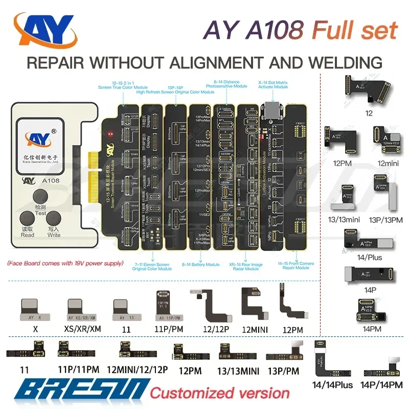 AY A108 FaceID/Battery/Truetone/Camera Programmer for iPhone X/XS/XR 11 12 13 14 Pro Max Data Modification Repair Pop-up Window