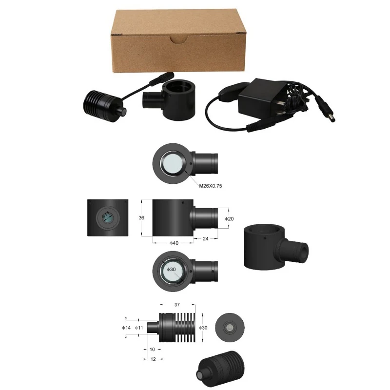 600X Zoom Coaxial Optics Microscope Monocular Lens Coaxial Light Adapter with Point Light Source For LCD Glass Ore Metal Surface