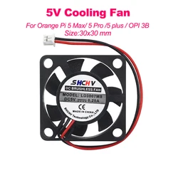 5V Cooling Fan CPU Radiator 30x30x7.5 mm Cooler 2 Pin 1.25mm Spacing for Orange Pi 5 Max/ 5Pro/5 Plus/ OPI 3B