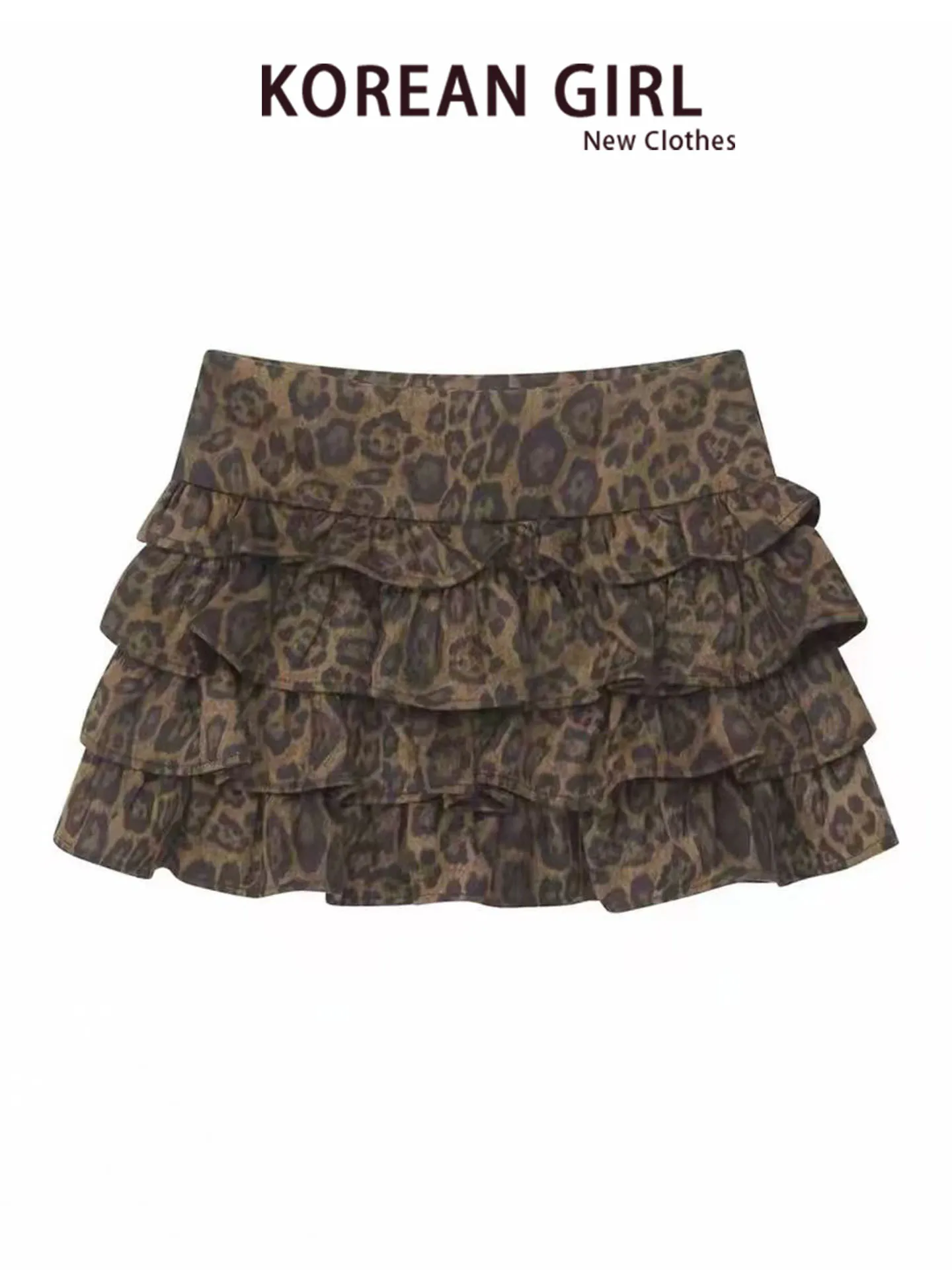 Bustling Skirt Women's Spring Autumn 2026 New Design Sense Gored Gown Short Skirt Leopard Print Half-length Flared Cake Skirt