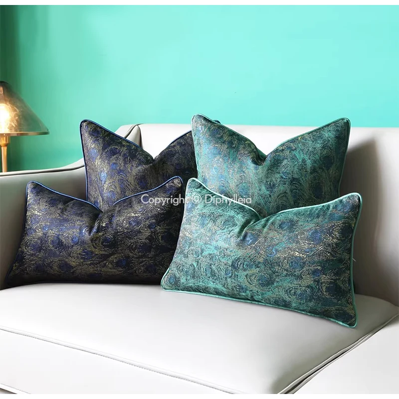 Diphylleia Art Peacock Feather Jacquard Cushion Covers Beautiful Luxury Pillowcase Adding Classic Designer Character To Any Room