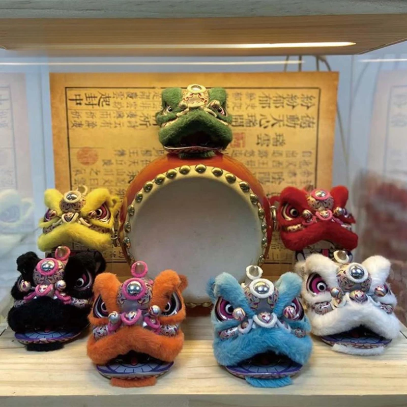 New Year Chinese Style Mini Lion Dance Figurine Awake Lion Dance Mascot Crafts Home Office Desktop Car Festival Ornaments