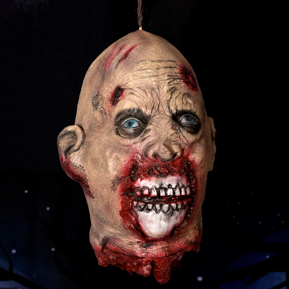 

1pc Blue Eyes Terror Latex Decapitated Ghost Halloween Decorations for Home Pendant Secret Room Bar Courtyard Decoration Props