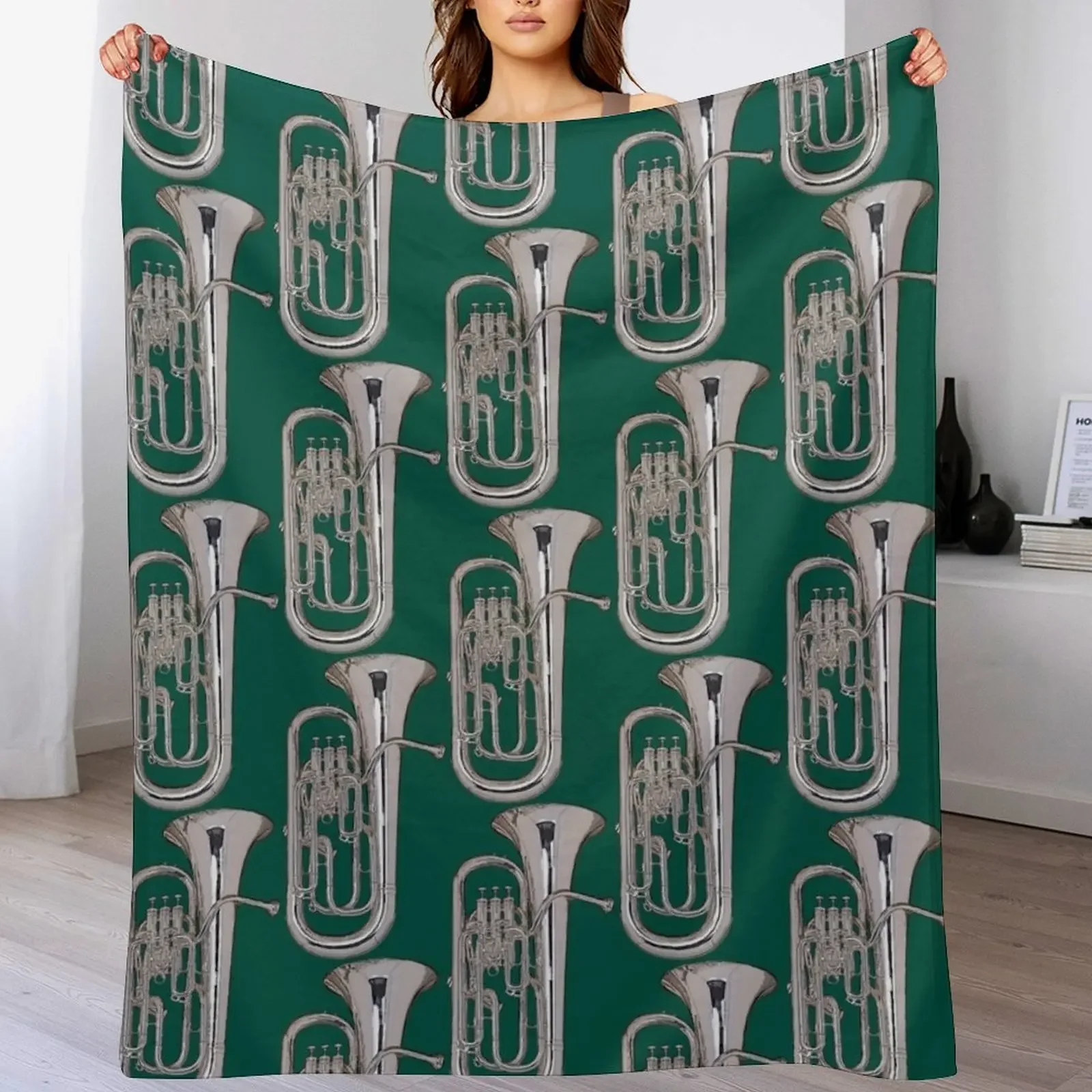 Big Silver Euphonium Throw Blanket Cozy Throw Blanket for Bed Sofa Chair