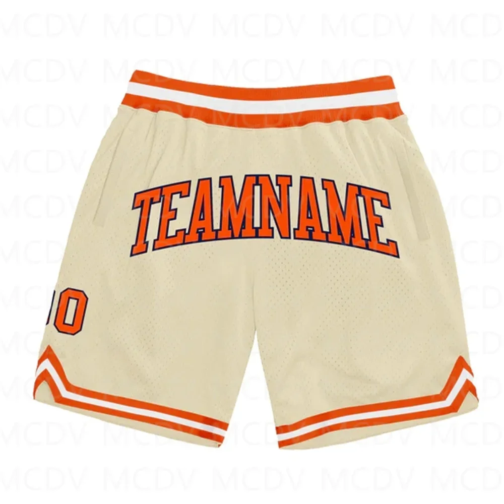 Benutzer definierte orange-königliche authentische Rückfall-Basketball-Shorts 3D-gedruckte Herren-Shorts schnell trocknende Strands horts