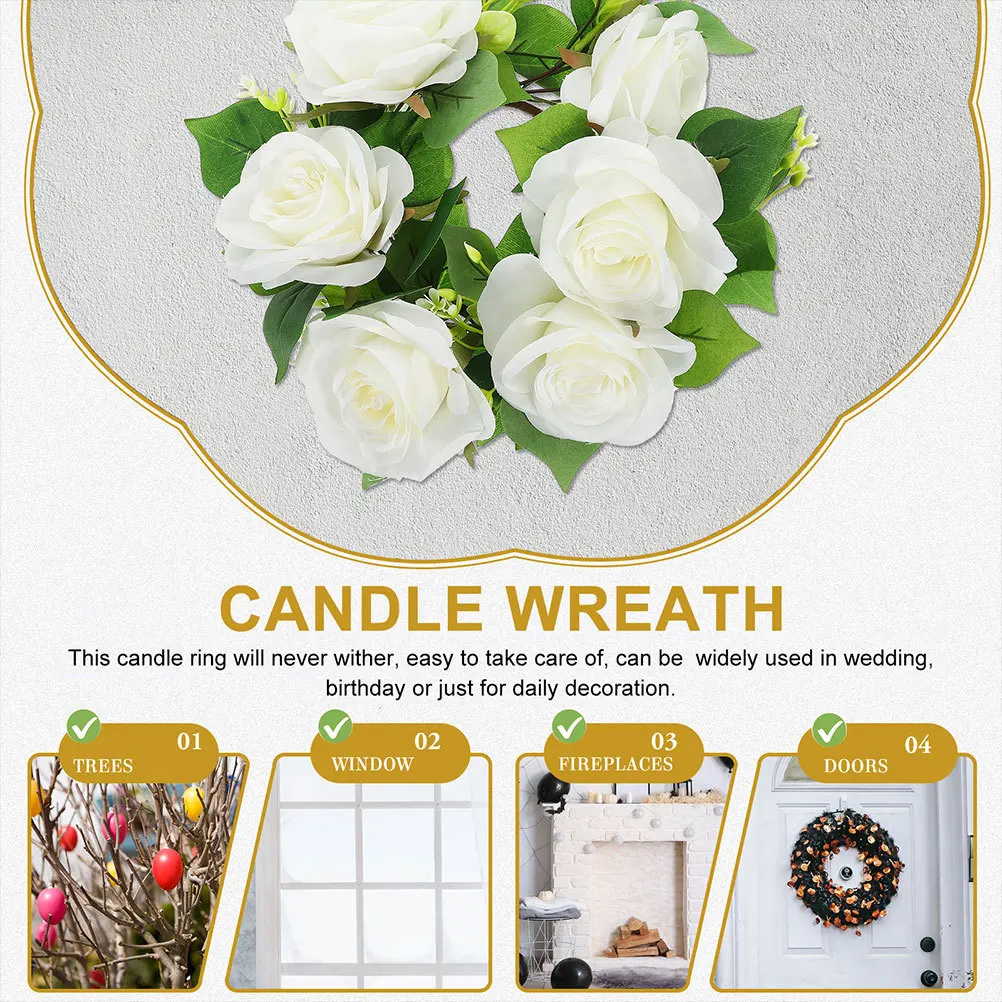 

2Pcs Artificial Rose Flower Rings Wedding Party Decoration Table Wreath Centerpieces for Photography Home Decor