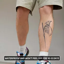 Durable waterproof one to two weeks temporary tattoo stickers Spartan simulation non-reflective fake tattoo arms and legs