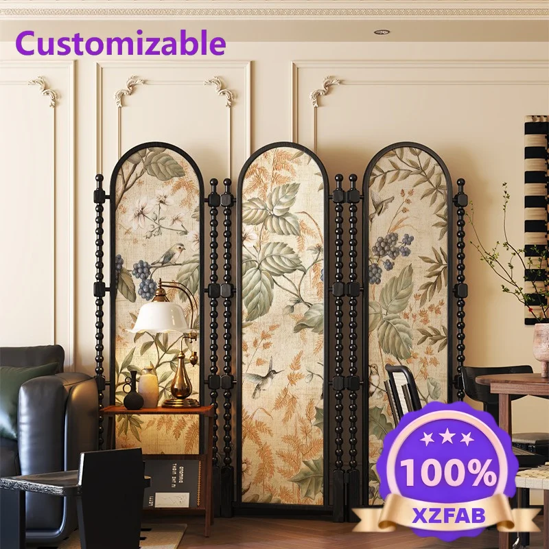 Factory Direct 2026 Medieval solid wood wind partition retro, living room sofa, bedroom dining room folding mobile