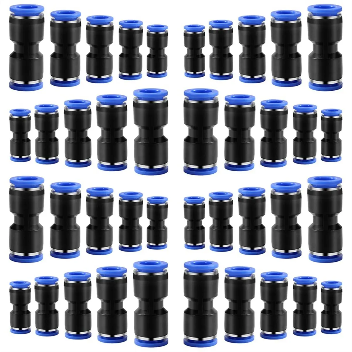 A38M Quick Coupler Kit, Push-on Direct Coupling, Pneumatic Air Line Connector Direct Connection(4mm/6mm/8mm/10mm/12mm)40 PCS