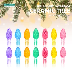 24pcs Ceramic Christmas Tree Replacement Lights Multi Colors Large Strawberry Shape Bulbs Pegs Ornaments Country Art Noël Party