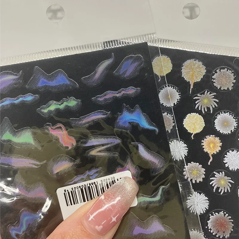 Adesivi dorati per unghie onda fuochi d'artificio modello stampa sulle unghie marmo 3D Nail Sticker colorato fai da te Nail Art decorazione forniture