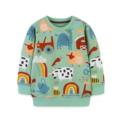 Jumping Meters Autumn Spring Children's Sweatshirts With Animals Print Hot Selling Sport Kids Fashion Shirts Tops