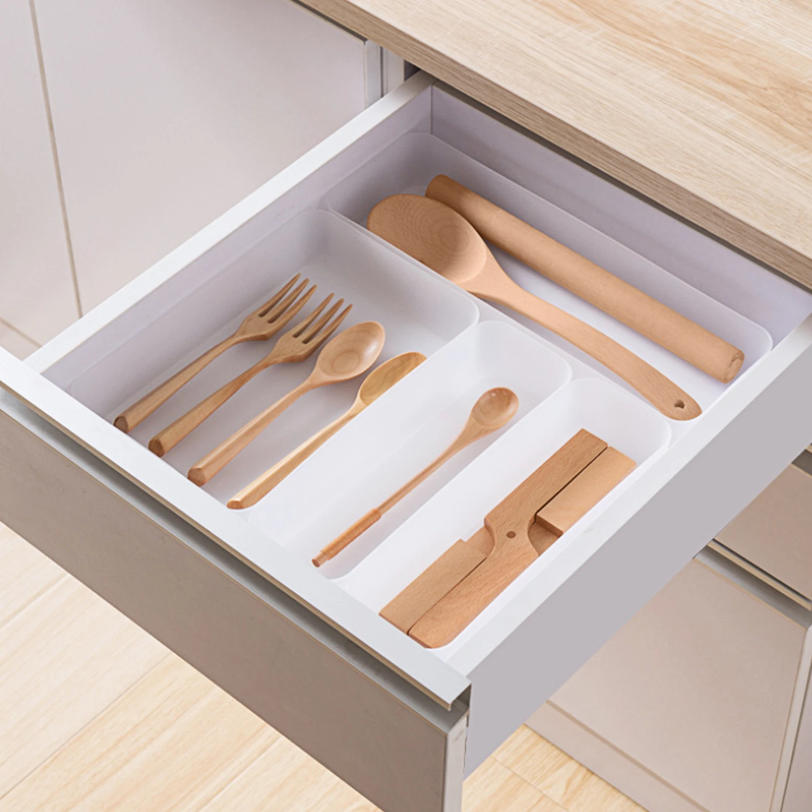 

5pcs Storage Box For Drawer Desktop Organizer Stationery Container Multipurpose Plastic Case Tableware Chopstick Fork Holder