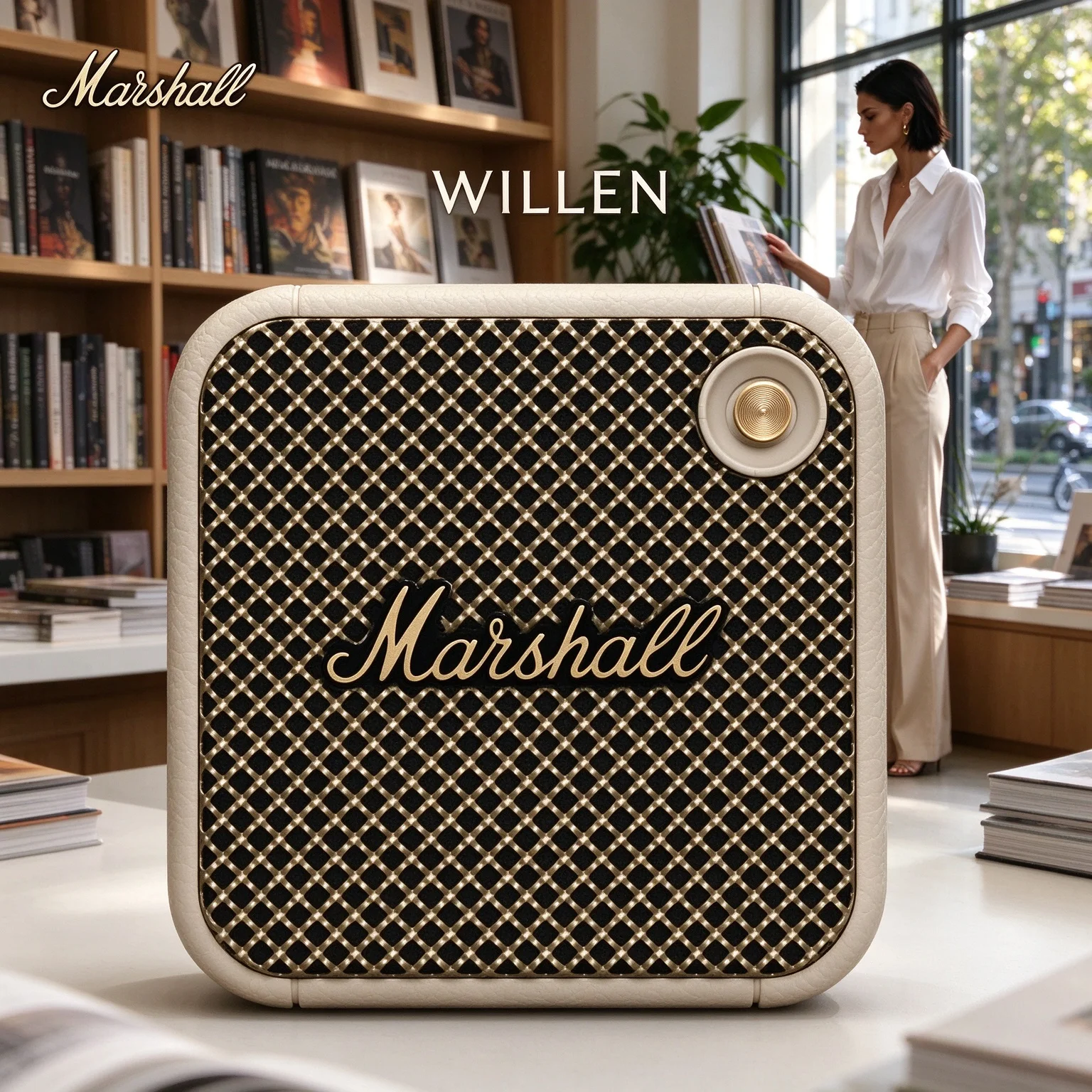 Marshall Willen Handheld Wireless Speaker, IP67 Rated, Quick Charge Support, Iconic Script Logo Portable Stereo Audio Device