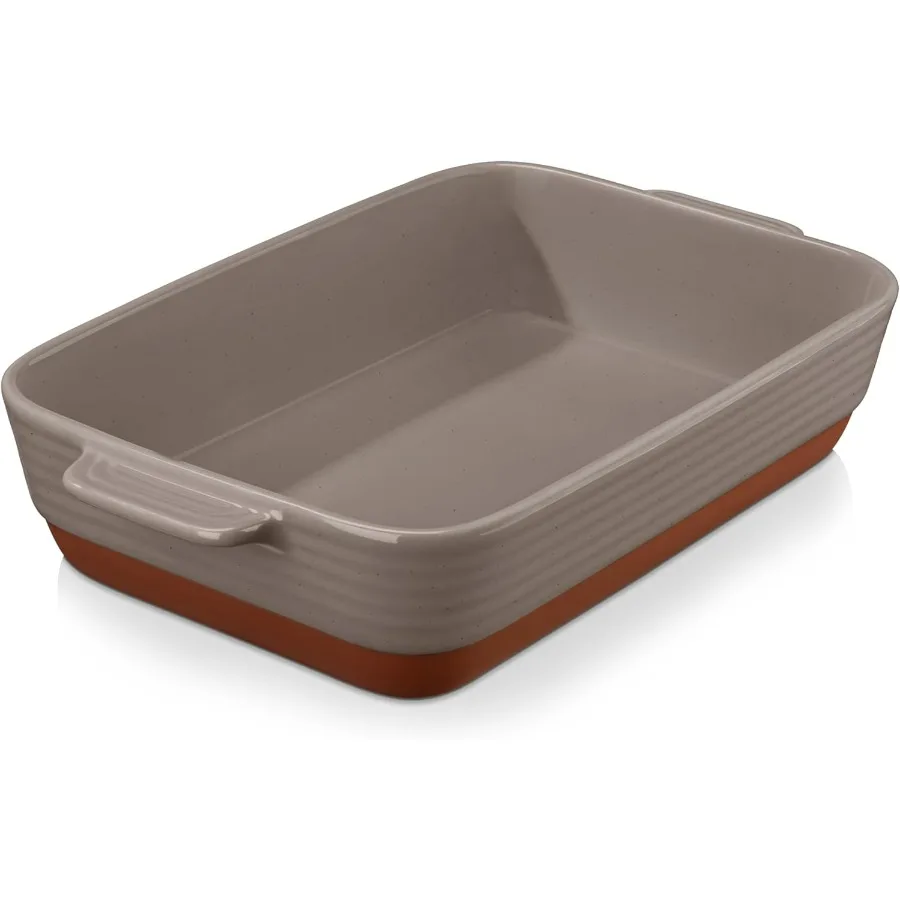 

4.8 Qt Lasagne Dishes for Oven, 9 x 13 Inches Brown Ceramic Oven Dish with Handles, Deep Rectangular Baking Dish Casserole Dishe