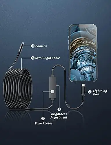 كاميرا المنظار 1080P HD أدوات Borescope مع 8 أضواء LED قابلة للتعديل المنظار مع أنبوب كاميرا ثعبان 1 متر لنظام Ios أندرويد