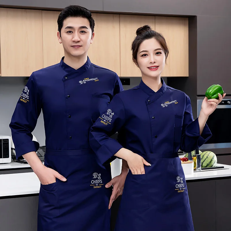 Chef Overalls Long Sleeve Men's Autumn and Winter Catering Hotel Restaurant Canteen Chef Pastry Baking Cake Tooling