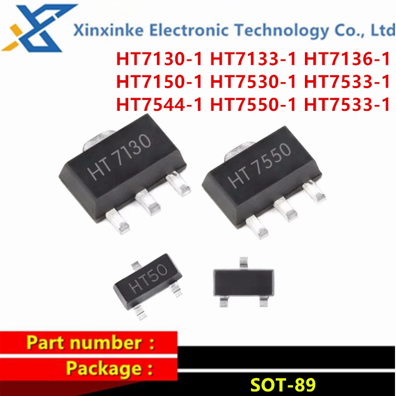 20PCS HT7530 HT7533 HT7536 HT7544 HT7550 HT7130-1 HT7133-1 HT7136 3V 3.3V 5V 4.4/3.6V SOT89 SMD LDO Low Dropout Linear Regulator