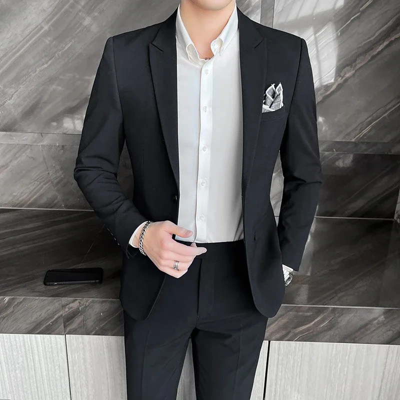 

Slim-fit Wedding Dress Two-piece Set M-4XL Stylish Handsome All-in-one Banquet Trousers 2025 Men's Business Suit