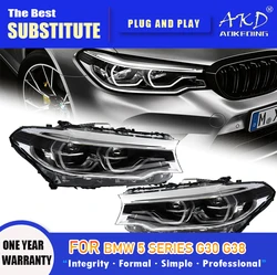 AKD Head Lamp for BMW G30 G38 LED Headlight 2018-2021 Headlights 525i 530i DRL Turn Signal High Beam Angel Eye Projector Lens