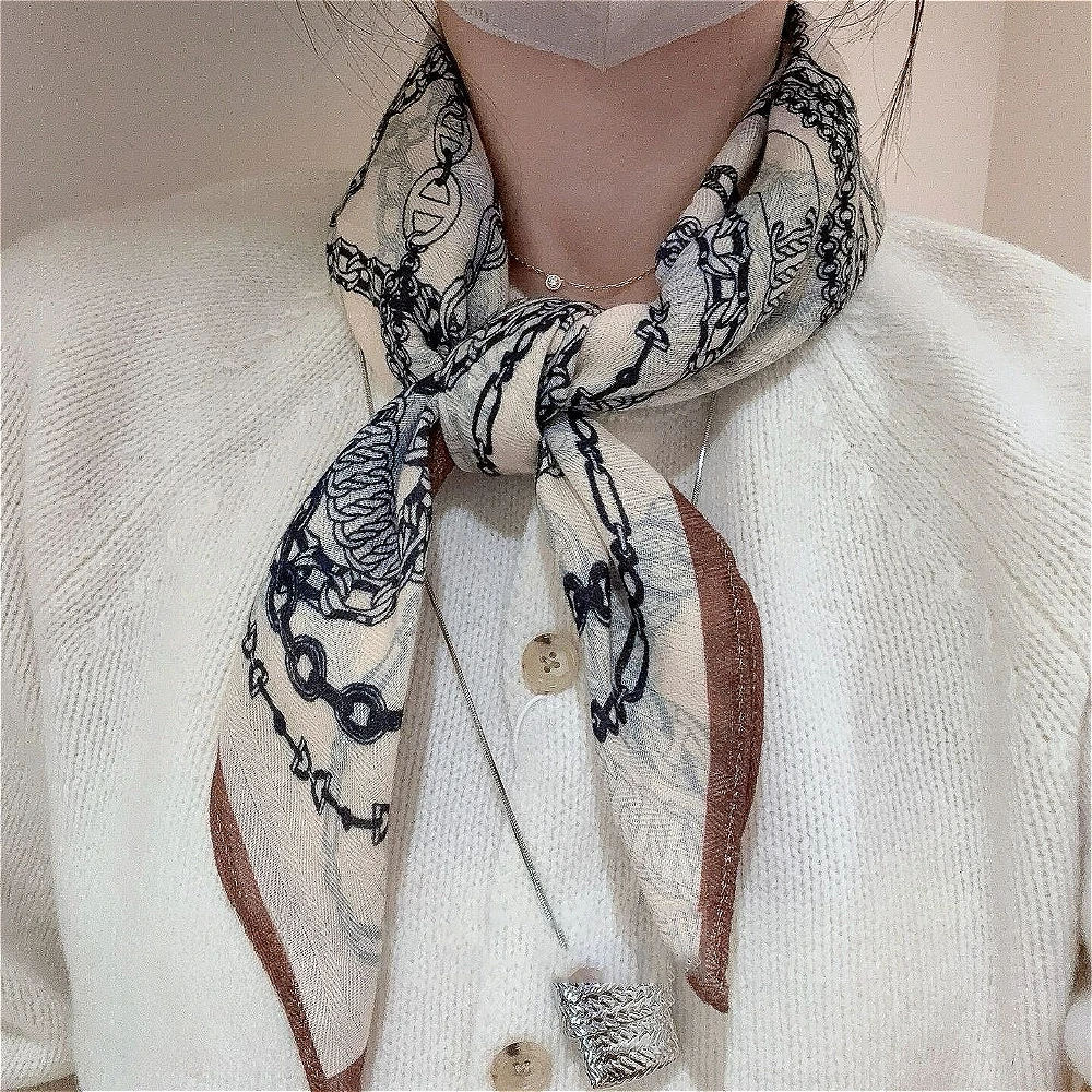 

Vintage Cotton Linen Printed Scarf for Women, Lightweight Beach Shawl Wrap, Soft Travel Scarf Fashion Accessory