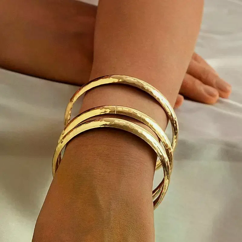 3Pcs Chunky Metal Cuff Bangles Bracelets Set Hiphop Textured Fashion Stackable Bangles Jewelry For Women Party Jewelry