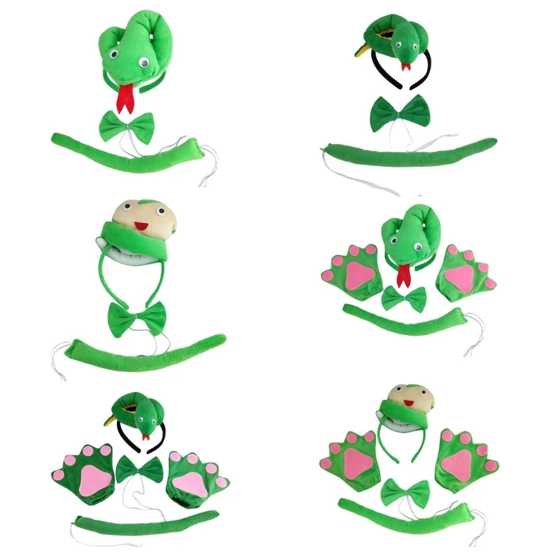 Halloween Snake Costume Set Including Snake Hairband, Tail, Glove and Bowtie