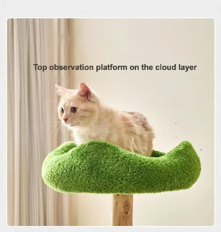 High Grade Wooden Cat Climbing Frame Cat Tree With Scratching Tower Bed Hammock Removable Mats Heavy Duty Cat Furniture
