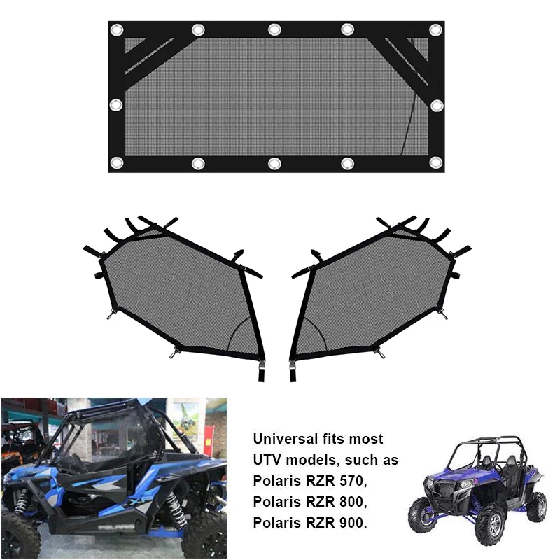 utv-roll-cage-window-net-kit-soft-mesh-sun-visor-dustproof-safety-guard-screen-for-polaris-rzr-570-800-800s-900-turbo-s-1000