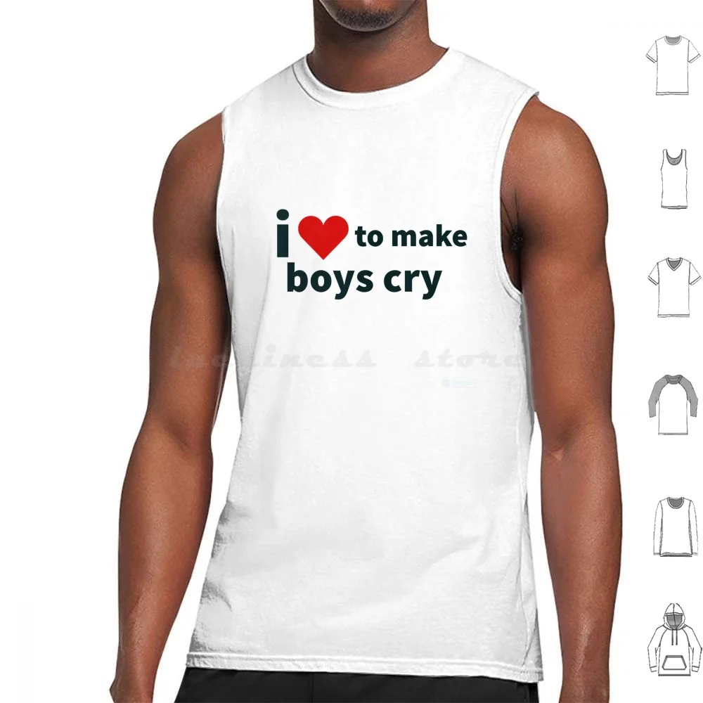I Love To Make Boys Cry!!! Tank Tops Vest Sleeveless Y2k Aesthetic 2000s 90s Pink Cute Vintage Trendy Vsco 80s Retro