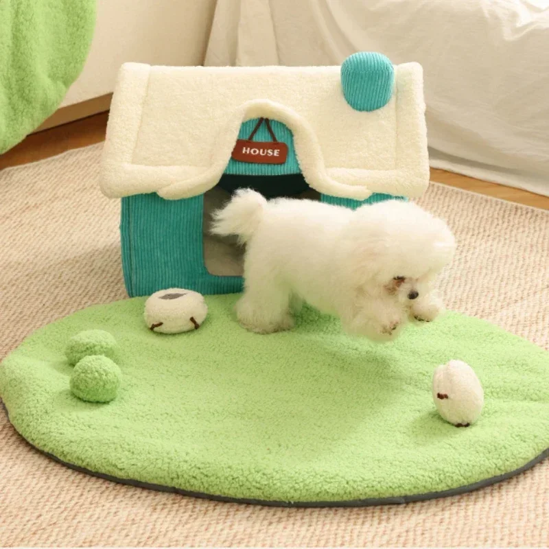 

Folding Dog House Winter Fully Enclosed Warm Cat Sleeping Bed Can Be Removed and Washed Super Soft Portable Pet Dog House