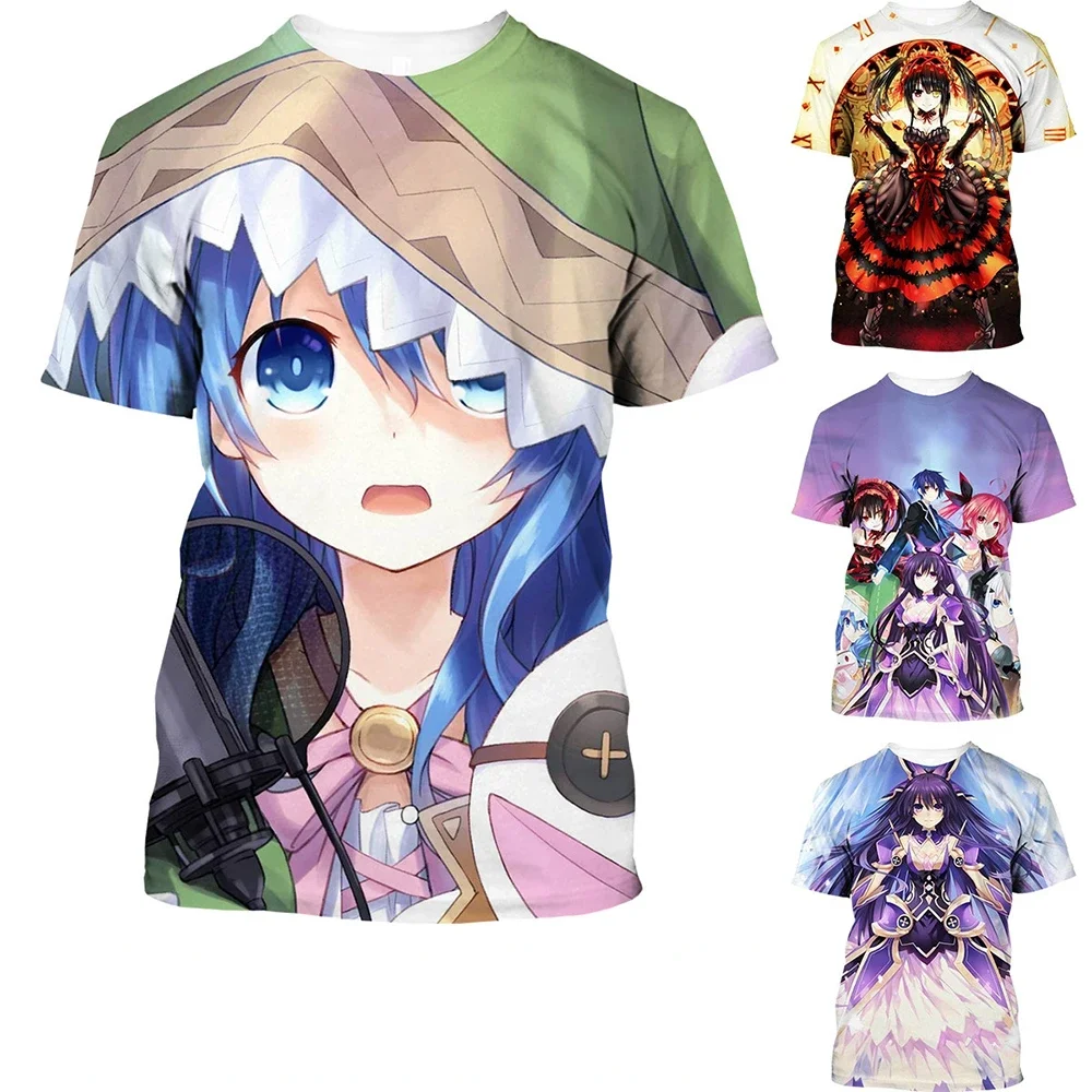 2024Summer Fashion 3d Anime Men's and Women's T-shirt Date A Live Casual Unisex Short Sleeve Comfortable Top Large Size 100-6XL