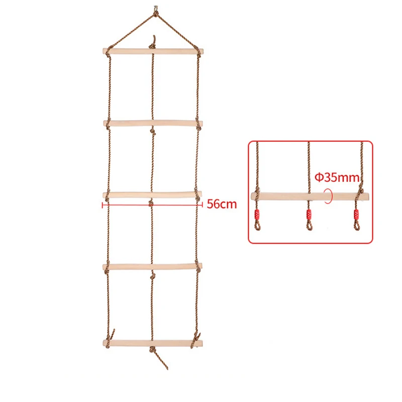 

Fitness Toy Wooden Rope Ladder Multi Rungs Climbing Game Outdoor Training Activity Safe Sports Rope Swing Swivel Rotary