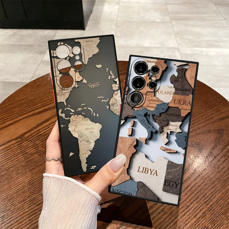 Coque de téléphone imprimée Puzzle carte du monde créative, étui