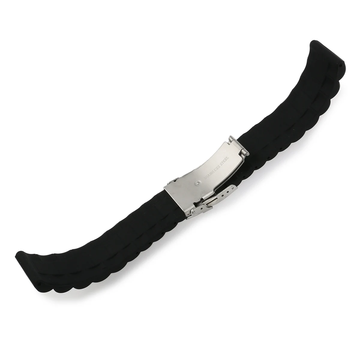 

Waterproof Silicone Watch Band 22mm Replacement Strap for Sports Adjustable Length Black Band Stainless Steel Buckle Fit Diver's
