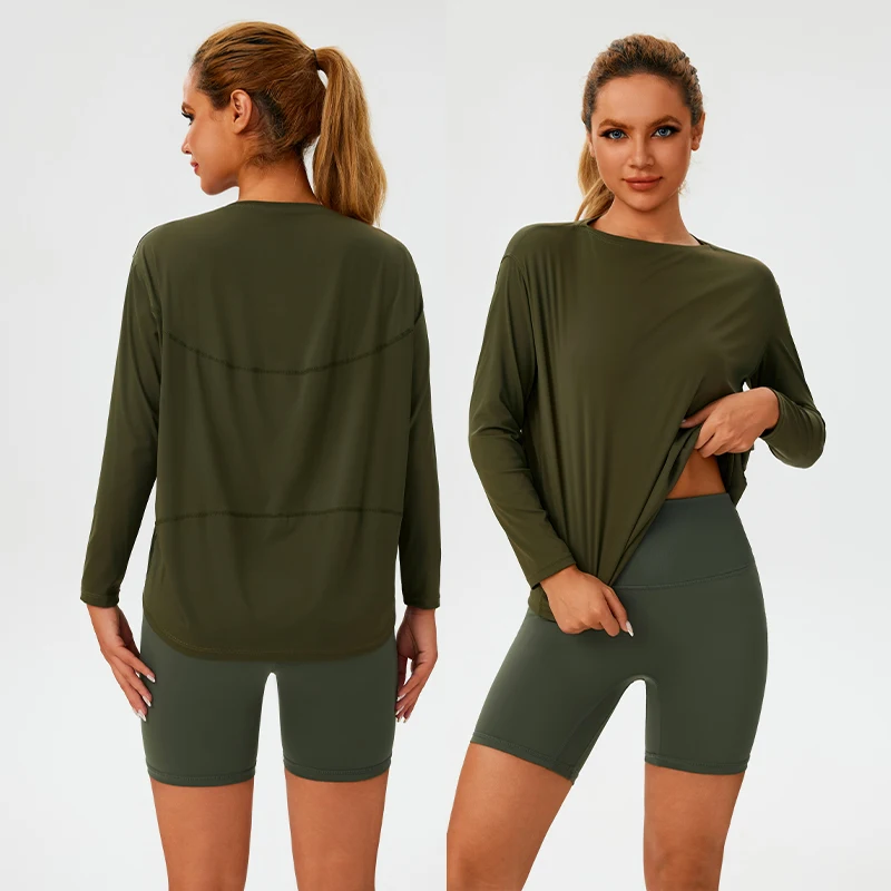 Sports Outdoor Women Fitness Long Sleeve Running Yoga Shirt Sun Protection Clothing Gym T-shirt Blouse Sportswear Workout Top