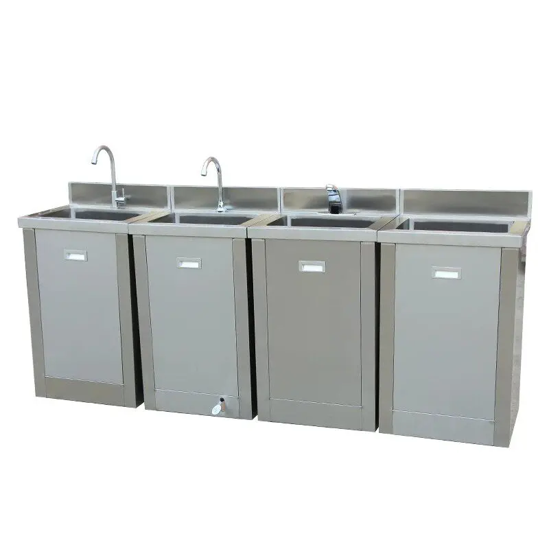 Cleanroom 304 stainless steel medical washbasin, single-double mechanical induction foot-operated 201 sink