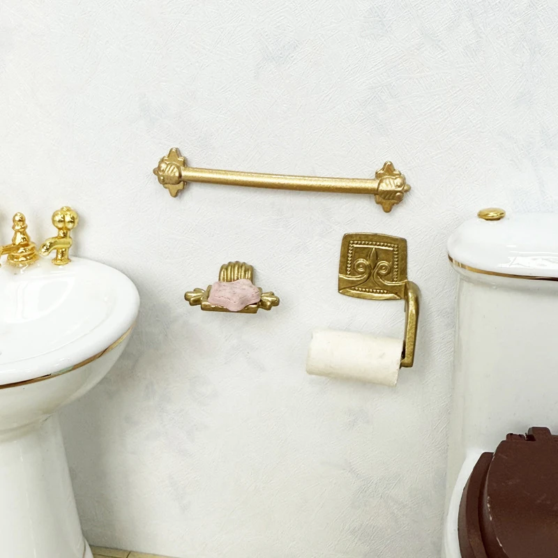 4 pz/set 1/12 casa delle bambole portasciugamani di carta e portasapone modello in miniatura simulazione casa delle bambole accessori per l'arredamento del bagno