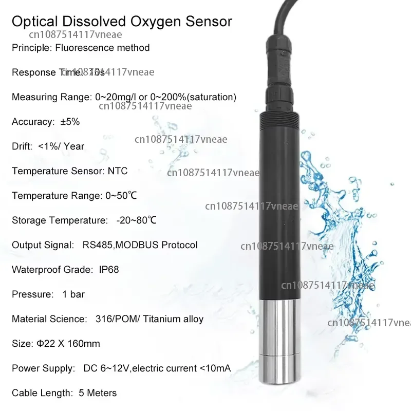 High Accuracy Optical DO Probe Water Quality Sensor for Aquaculture Wastewater and Industrial Applications