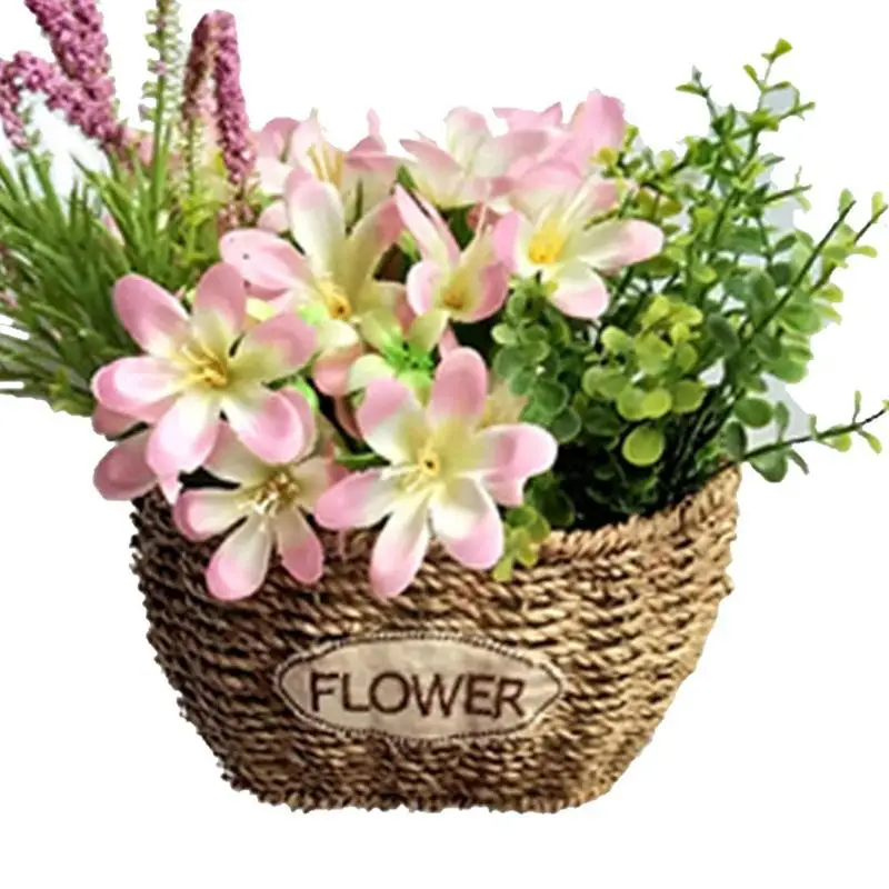 

Woven Storage Basket Wicker Plant Flower Hanging Pot Handmade Rattan Hang Basket Flower Basket Rustic Decoration Flower Basket