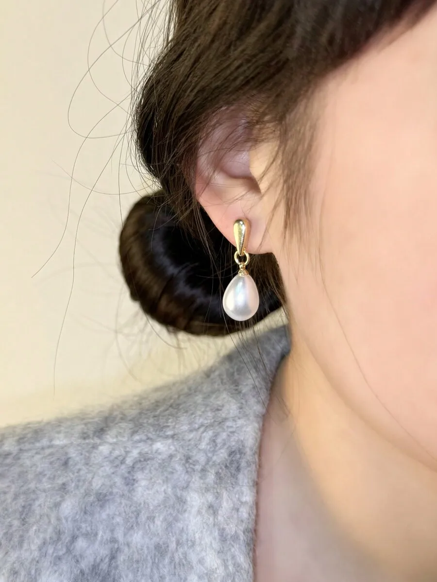 

Elegant Teardrop Faux Pearl Drop Earrings For Women Simple Design Party Jewelry