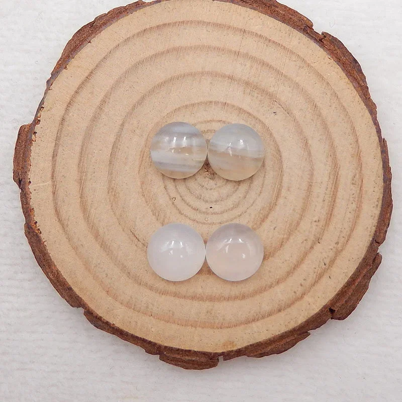 2 Pairs of Stripe Agate Round 10mm Cabochon Pair, Round Cabochons, Gemstone Cabochons