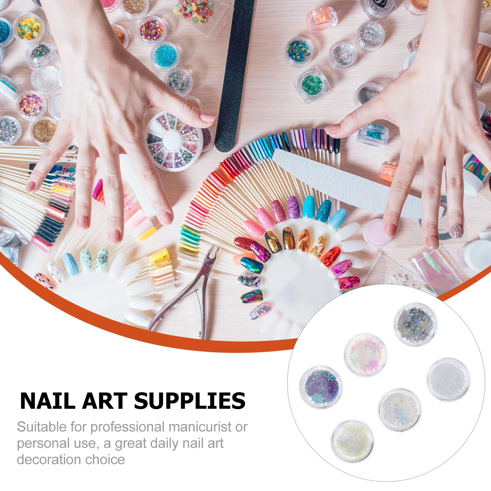 

6Pcs Snowflake Nail Paillette Christmas Manicure Sequins Durable Lightweight Decorative Nail Art for Home Salon
