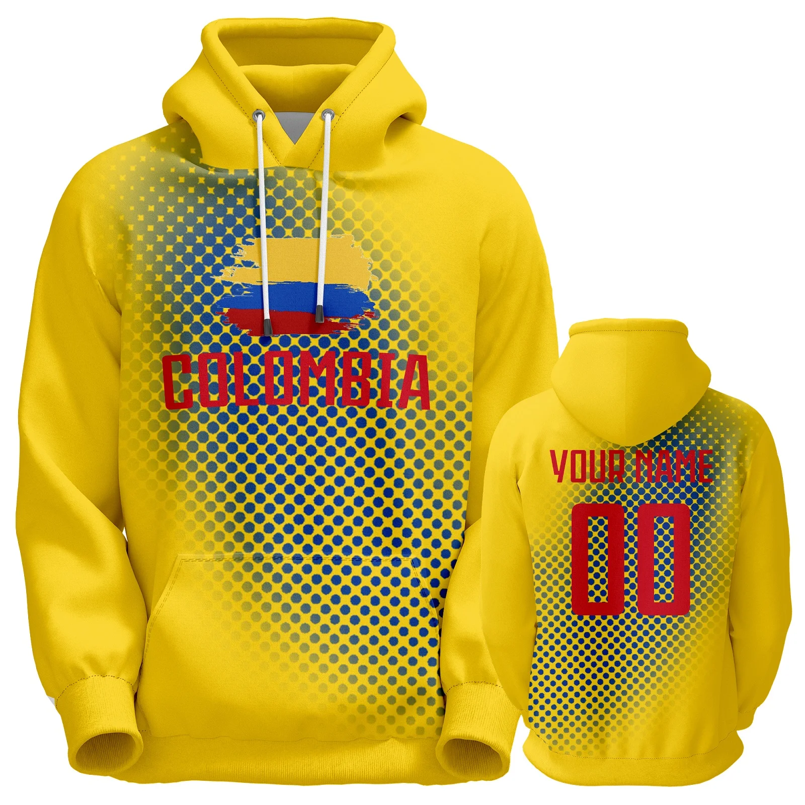 Custom Colombia Soccer Hoodie for Men Women Youth Personalized Name Number Football Sweatshirt 3D Printing Soccer Team Pullover