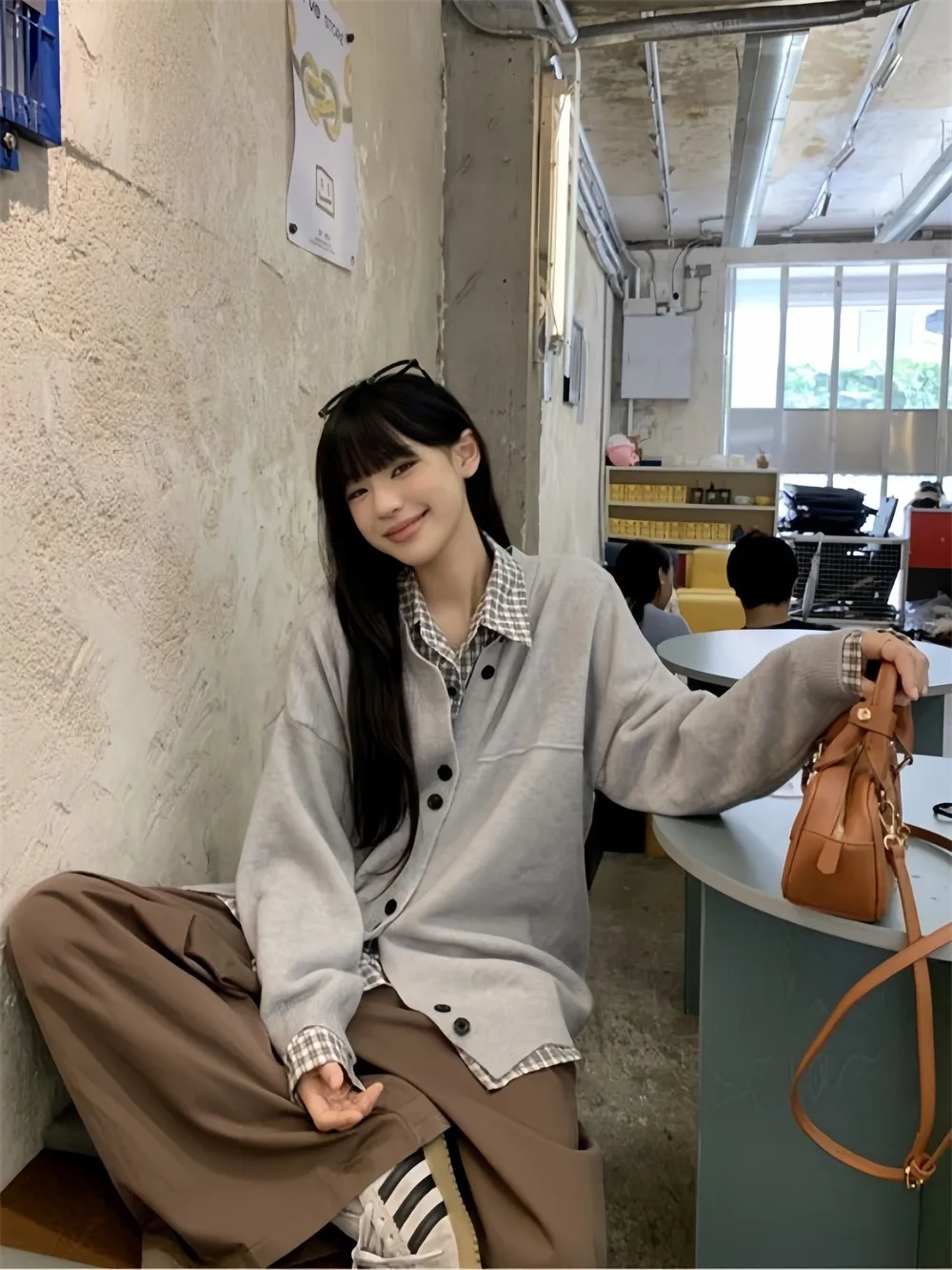 Trendy Korean Style Long Sleeve Knitted Sweater Cardigan Women's Loose Slimming Lazy Style Shirt Autumn New Arrival Fashion Set