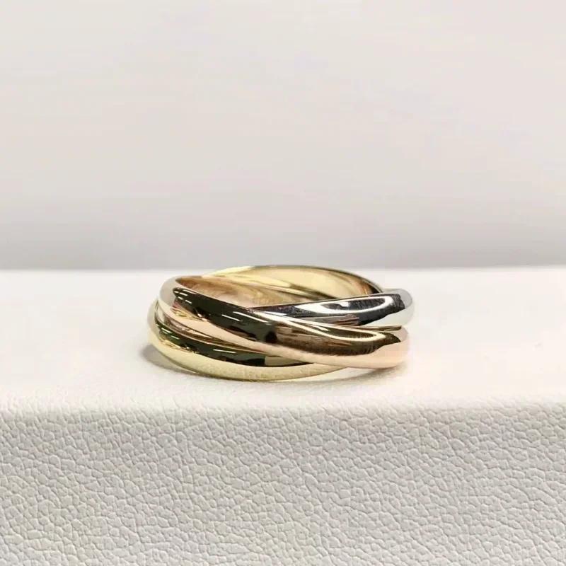 925 Sterling Silver High Quality Fashion Exquisite 3 Ring 3 Color Ring Ladies Temperament Luxury Jewelry Valentine'S Day Gift