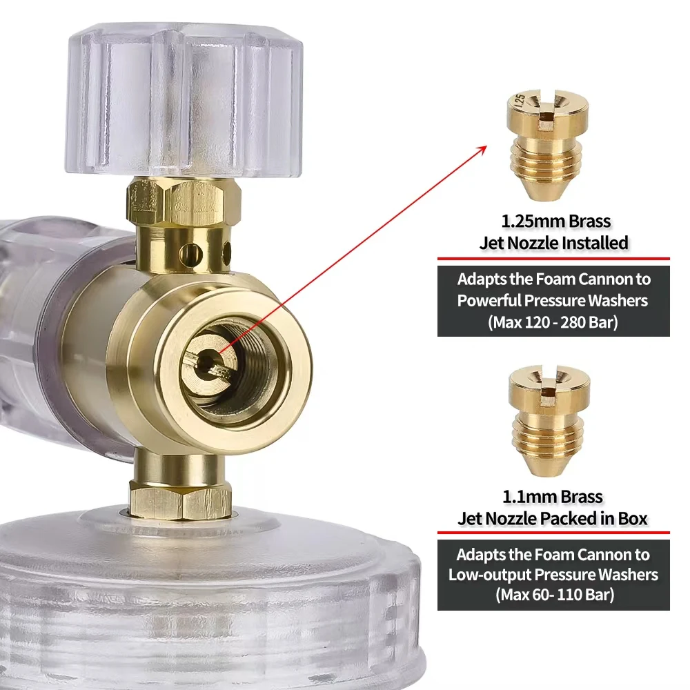 Pressure Washer Aluminum Foam Cannon Foam Generator Snow Foam Lance with 1/4” Quick Connector for Portland Husky Ryobi Greenwork