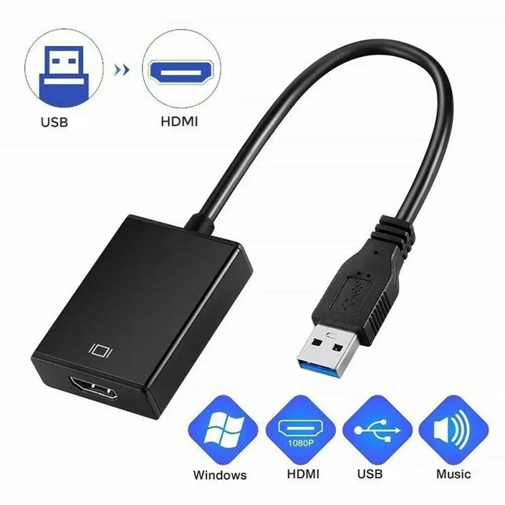 

USB 3.0 to HDMI female converter high-definition conversion cable laptop TV projector conversion display card 0.25m